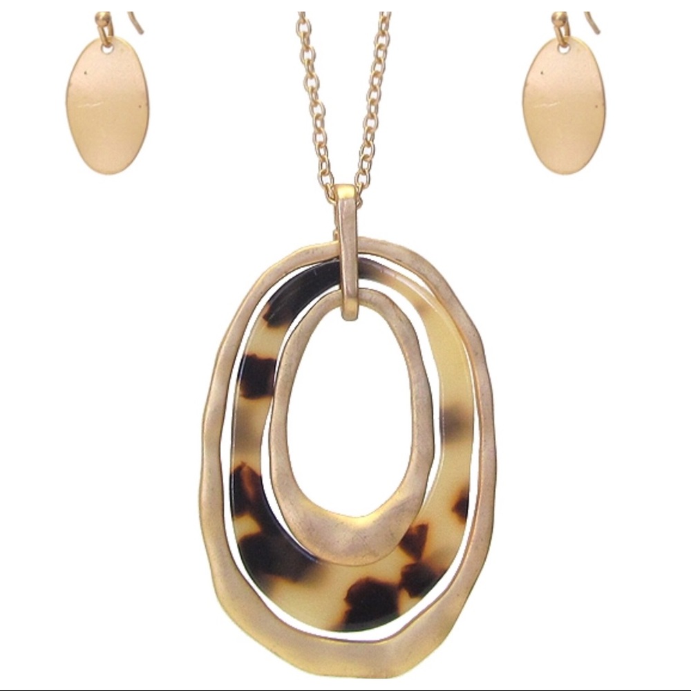 TORTOISE AND GOLD BOHO NECKLACE SET